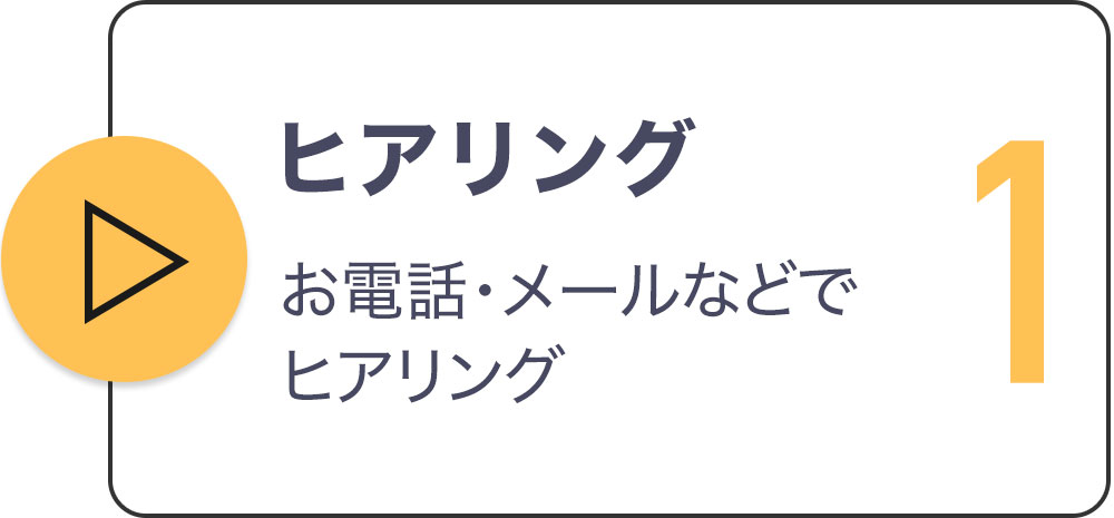 1　ヒアリング　お電話・メールなどでヒアリング