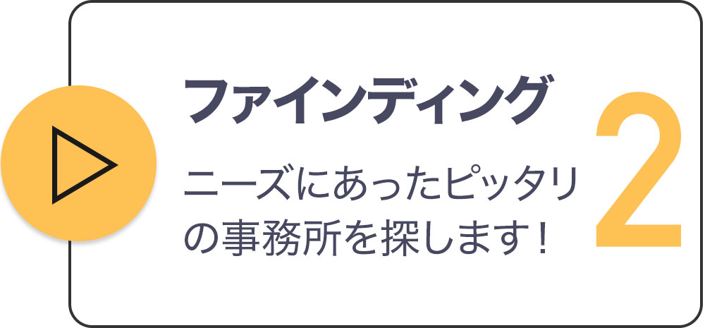 2　ファインディング　ニーズにあったぴったりの事務所を探します！